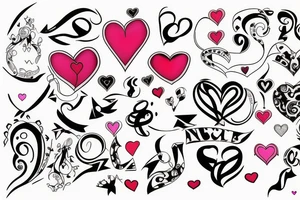 a heart with 3 ribbon on each side tattoo idea
