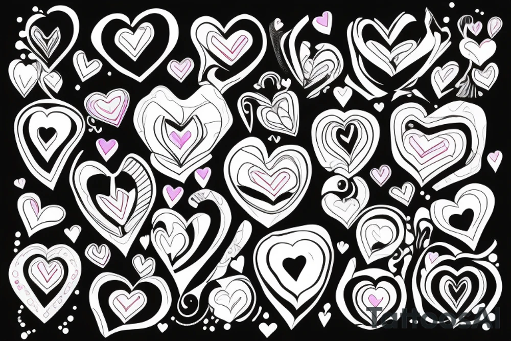 a heart with 3 ribbon on each side tattoo idea