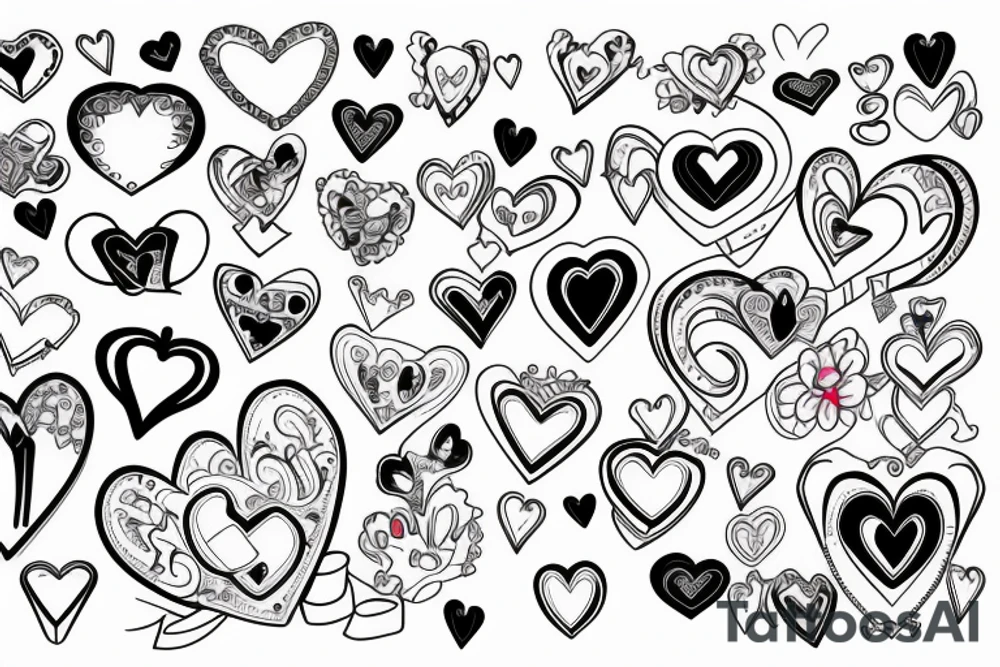 a heart with 3 ribbon on each side tattoo idea
