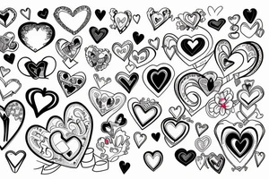 a heart with 3 ribbon on each side tattoo idea