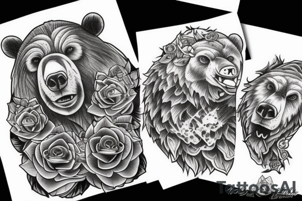 angry bear tattoo idea