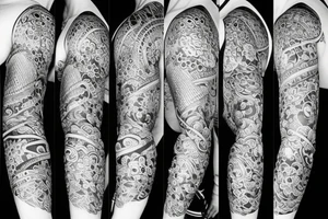 Asian style sleeve tattoo idea