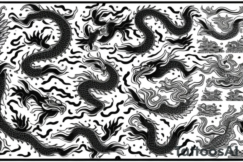 Asian pattern with a dragon and a koi fish tattoo idea