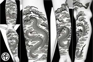 Asian pattern with a dragon and a koi fish tattoo idea