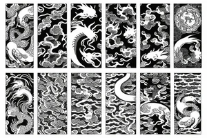 Asian pattern with a dragon and a koi fish tattoo idea