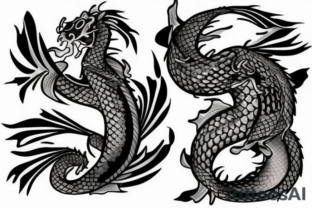 A dragon and a koi fish tattoo idea