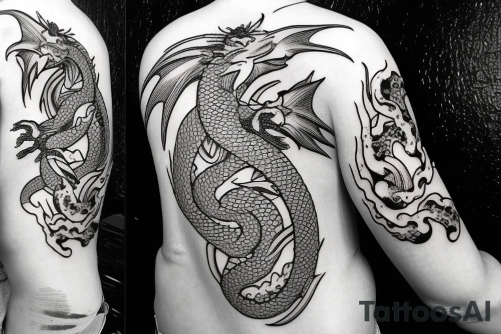 A dragon and a koi fish tattoo idea