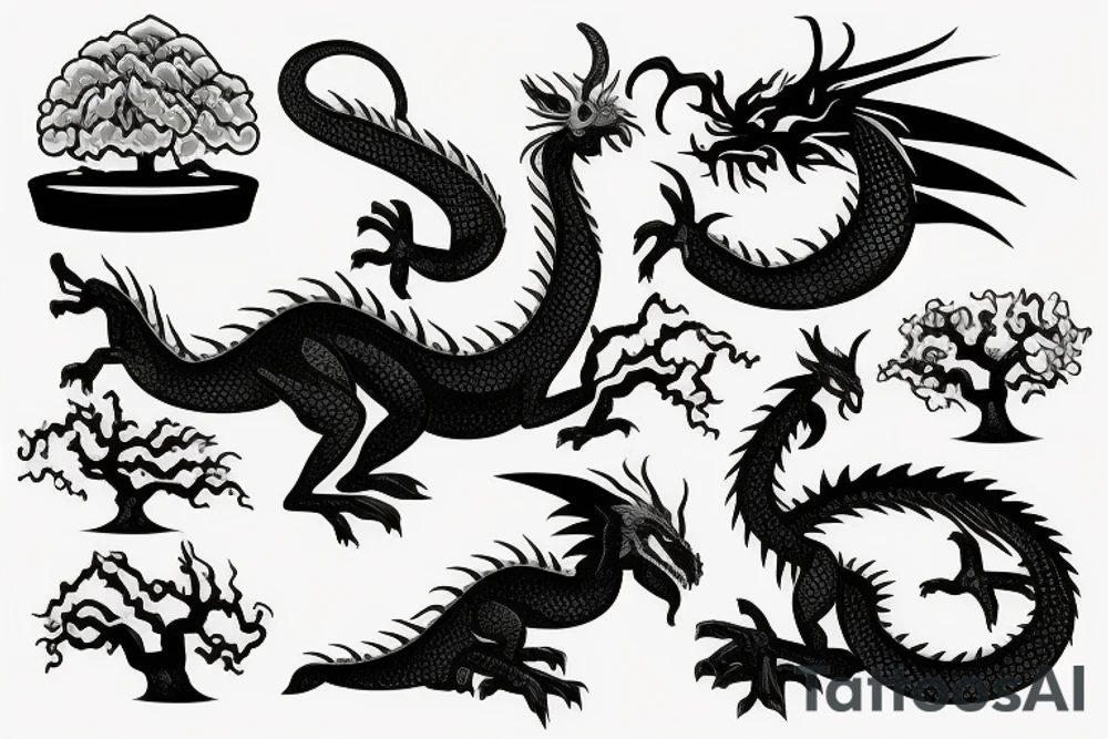 A dragon and a bonsai tree tattoo idea