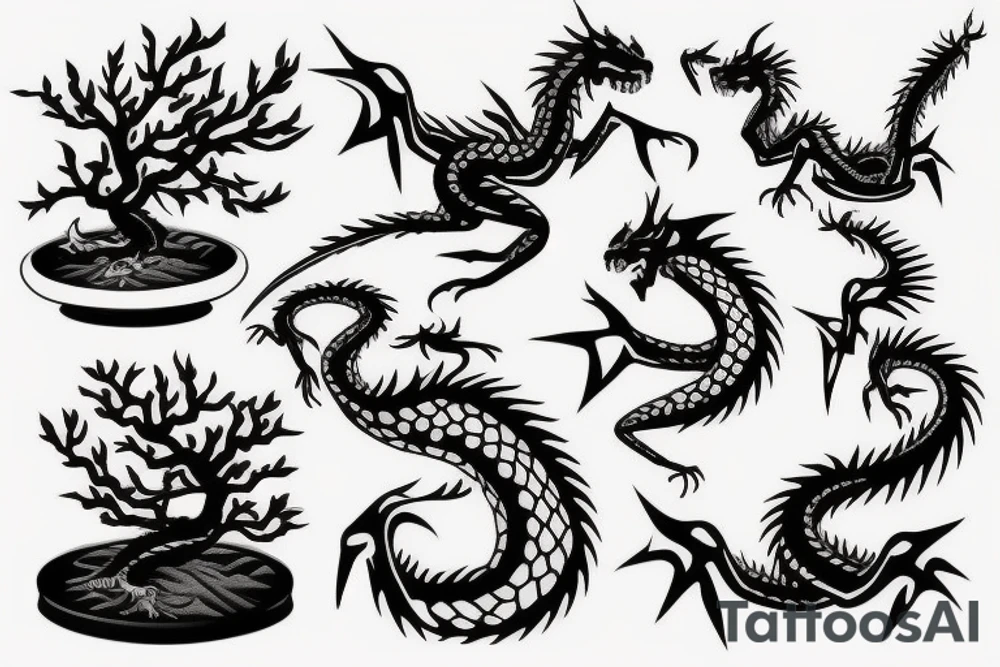 A dragon and a bonsai tree tattoo idea