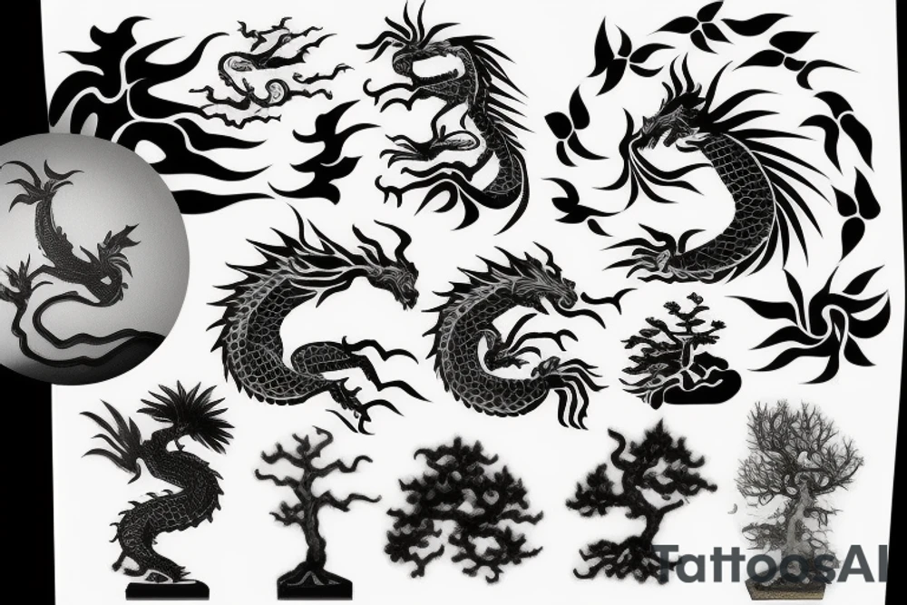 A dragon and a bonsai tree tattoo idea