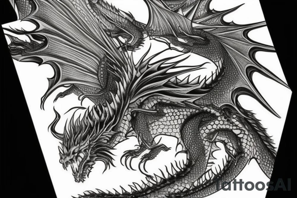 A single really big and scary dragon. tattoo idea