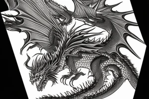 A single really big and scary dragon. tattoo idea