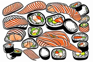 A tattoo of a salmon sushi roll tattoo idea