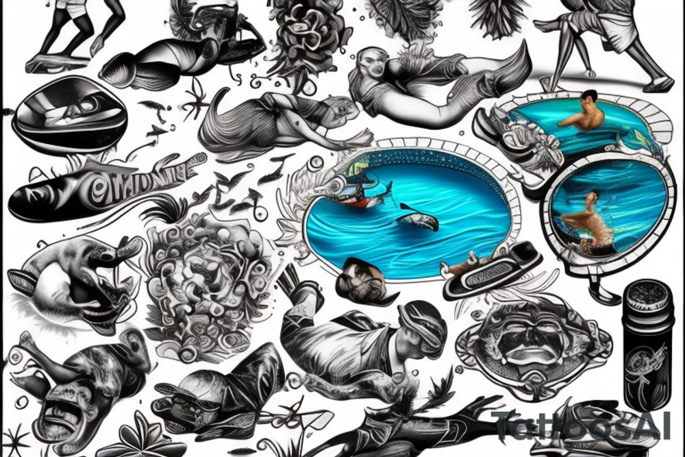a man diving into a pool tattoo idea