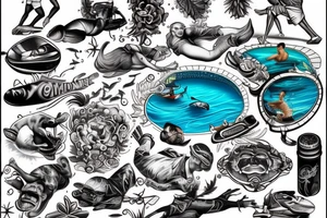 a man diving into a pool tattoo idea