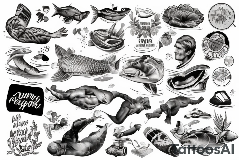 a man diving into a pool tattoo idea