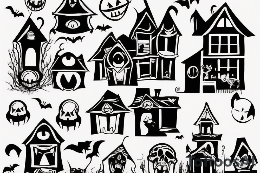 Haunted house tattoo idea