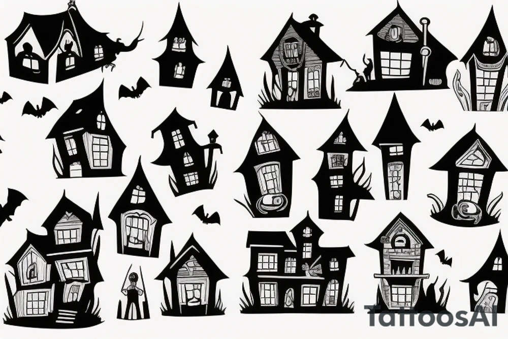 Haunted house tattoo idea