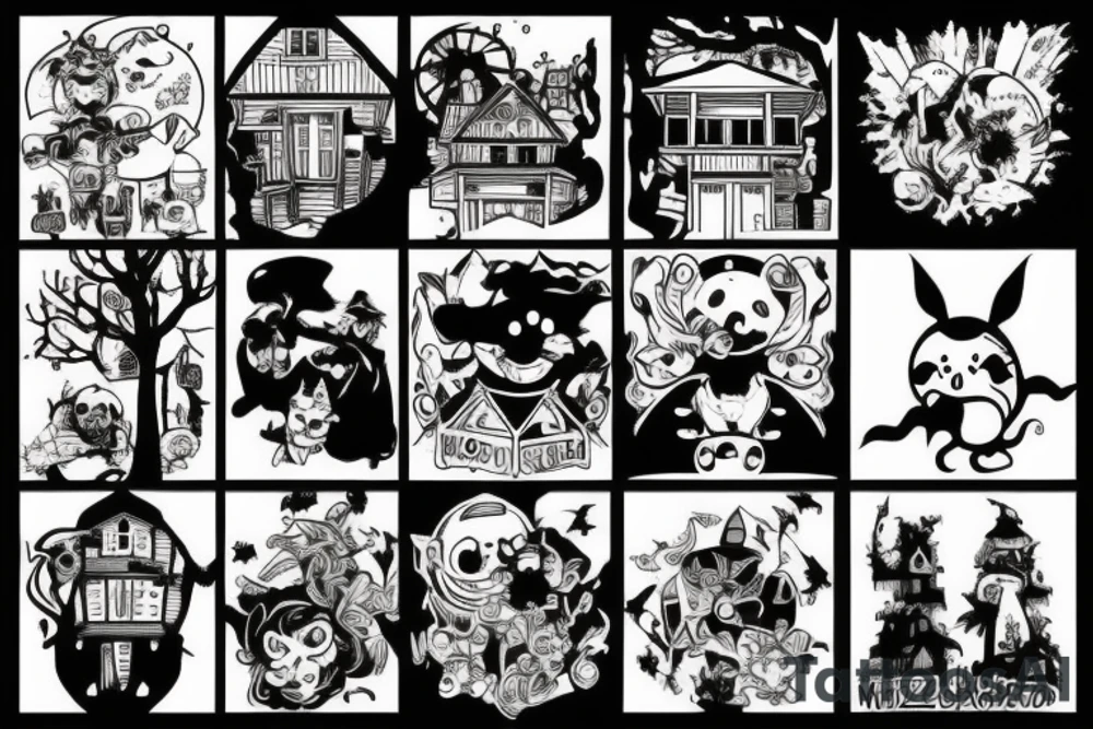 Haunted house tattoo idea