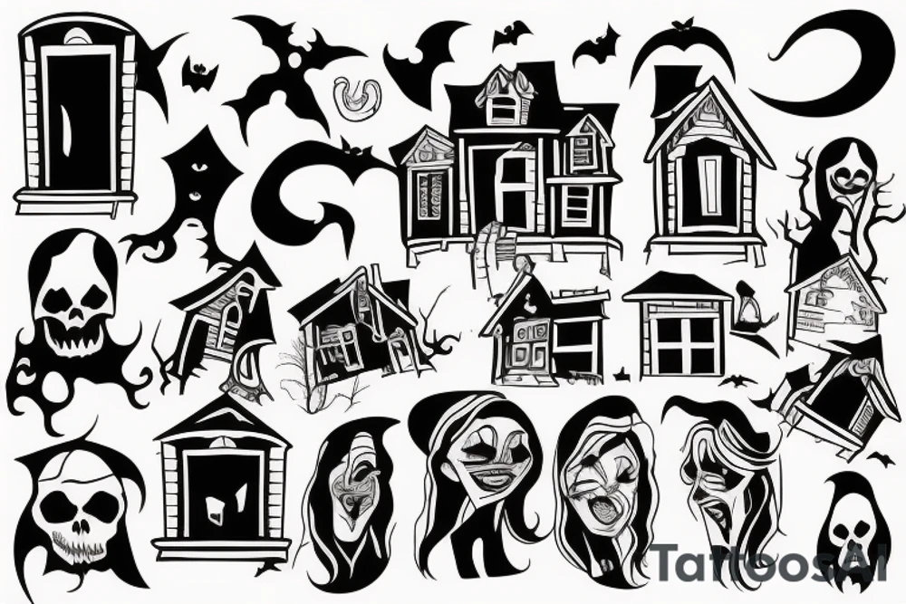 Haunted house tattoo idea