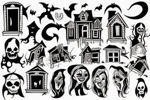 Haunted house tattoo idea