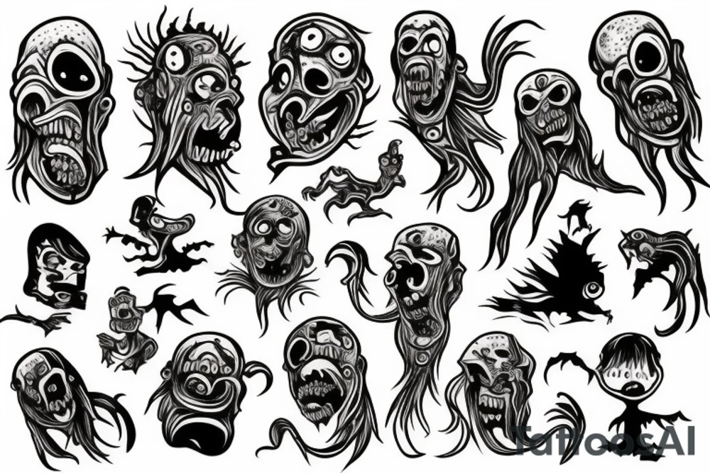 Haunted monster tattoo idea
