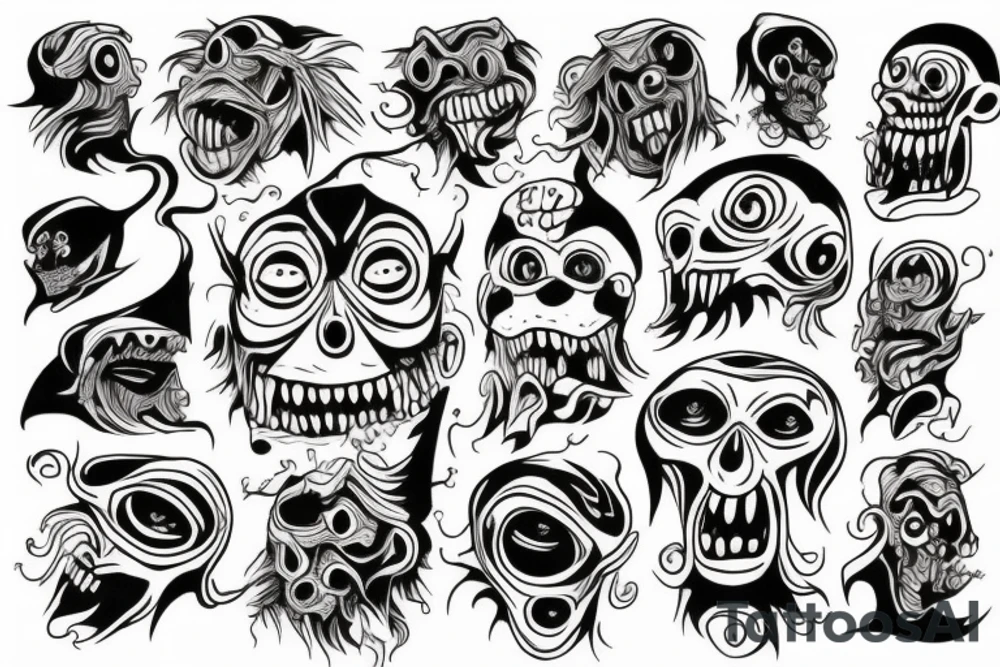 Haunted monster tattoo idea