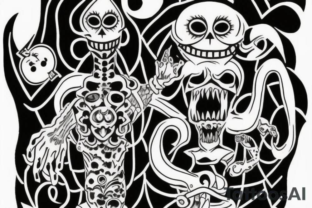 Haunted monster tattoo idea