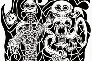 Haunted monster tattoo idea