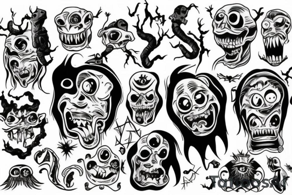 Haunted monster tattoo idea