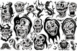 Haunted monster tattoo idea