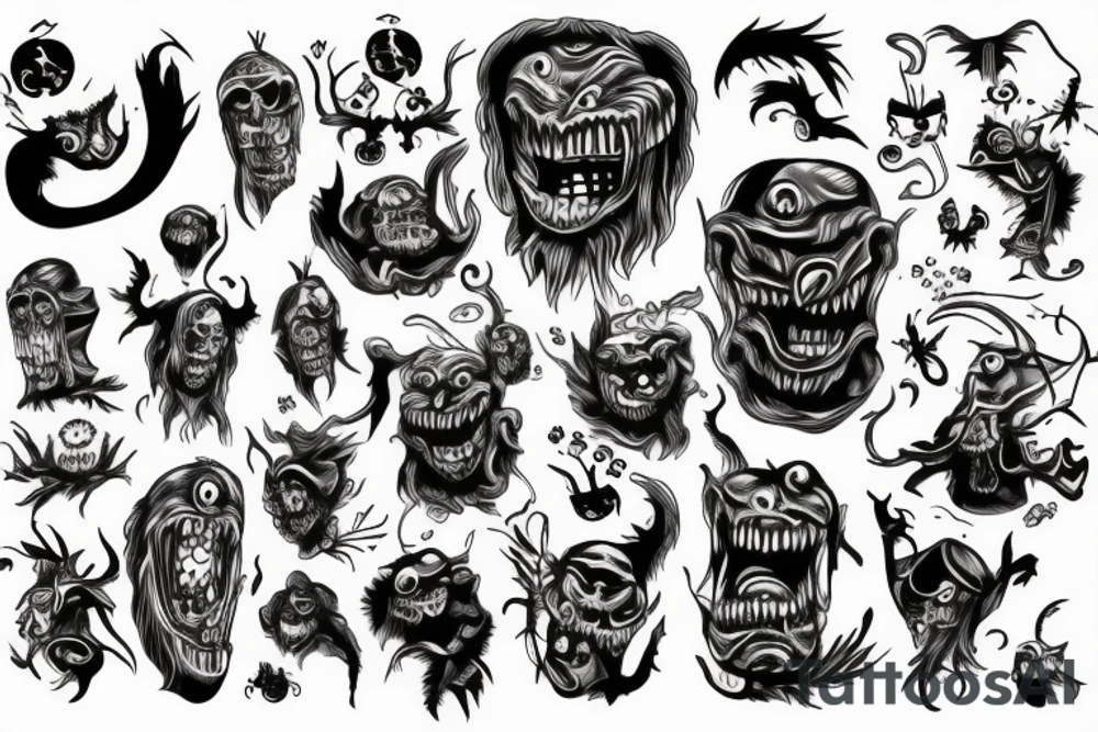 Haunted monster tattoo idea
