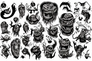 Haunted monster tattoo idea