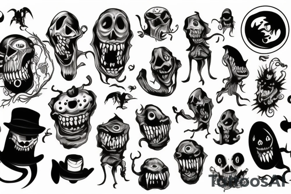 Haunted monster tattoo idea