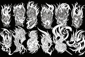 demons slayer with water and fire elements power tattoo idea