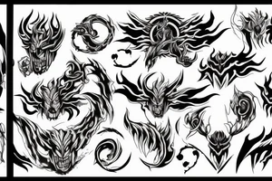 demons slayer with water and fire elements power tattoo idea