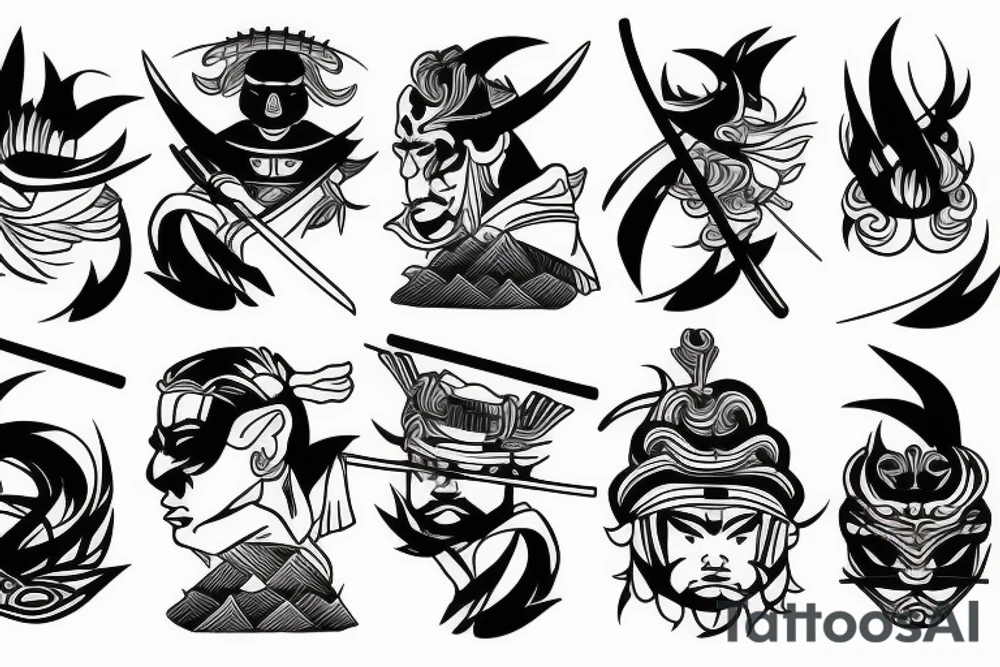 samurai with water power tattoo idea