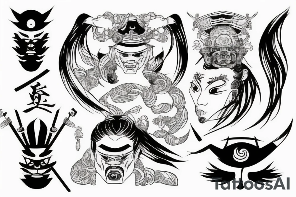 samurai with water power tattoo idea