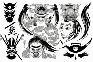 samurai with water power tattoo idea
