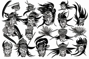 samurai with water power tattoo idea
