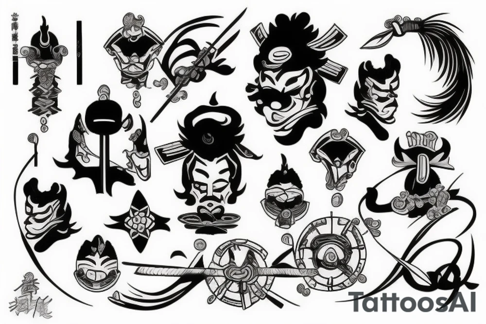 samurai with water power tattoo idea