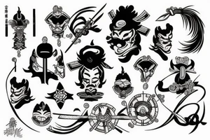 samurai with water power tattoo idea