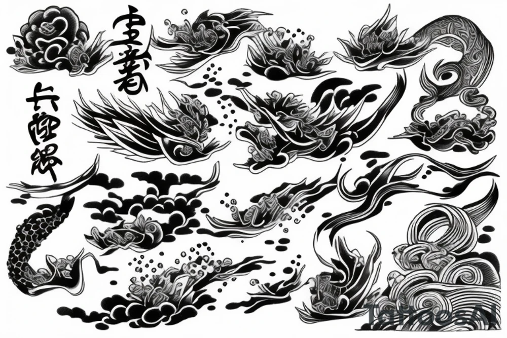 water in japanese style tattoo idea