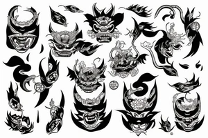 Hannya and elements powers tattoo idea