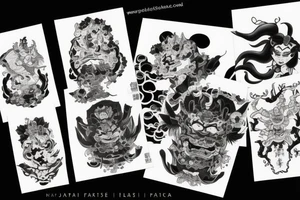 Hannya and elements powers tattoo idea