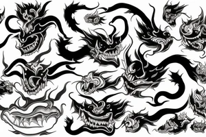 Hannya Venom Water Fire Lightning tattoo idea