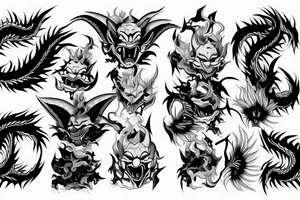 Hannya  Water Fire Lightning tattoo idea