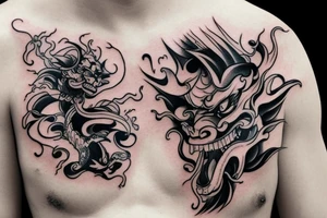 Hannya  Water Fire Lightning tattoo idea