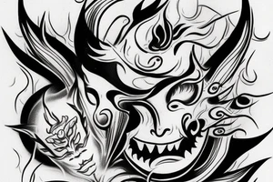 Hannya  Water Fire Lightning tattoo idea