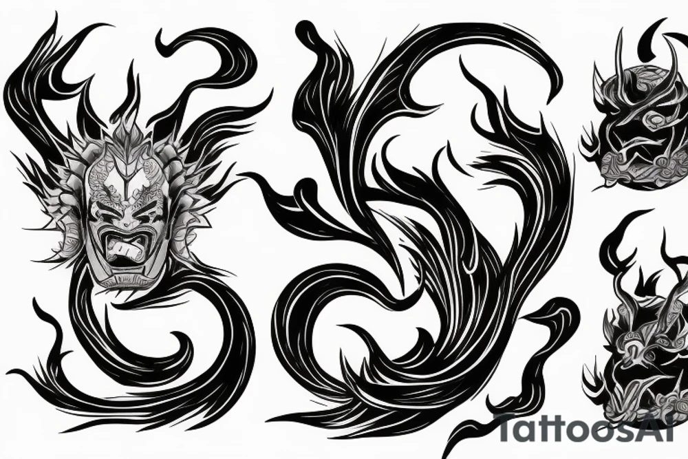 Hannya  Water Fire Lightning tattoo idea